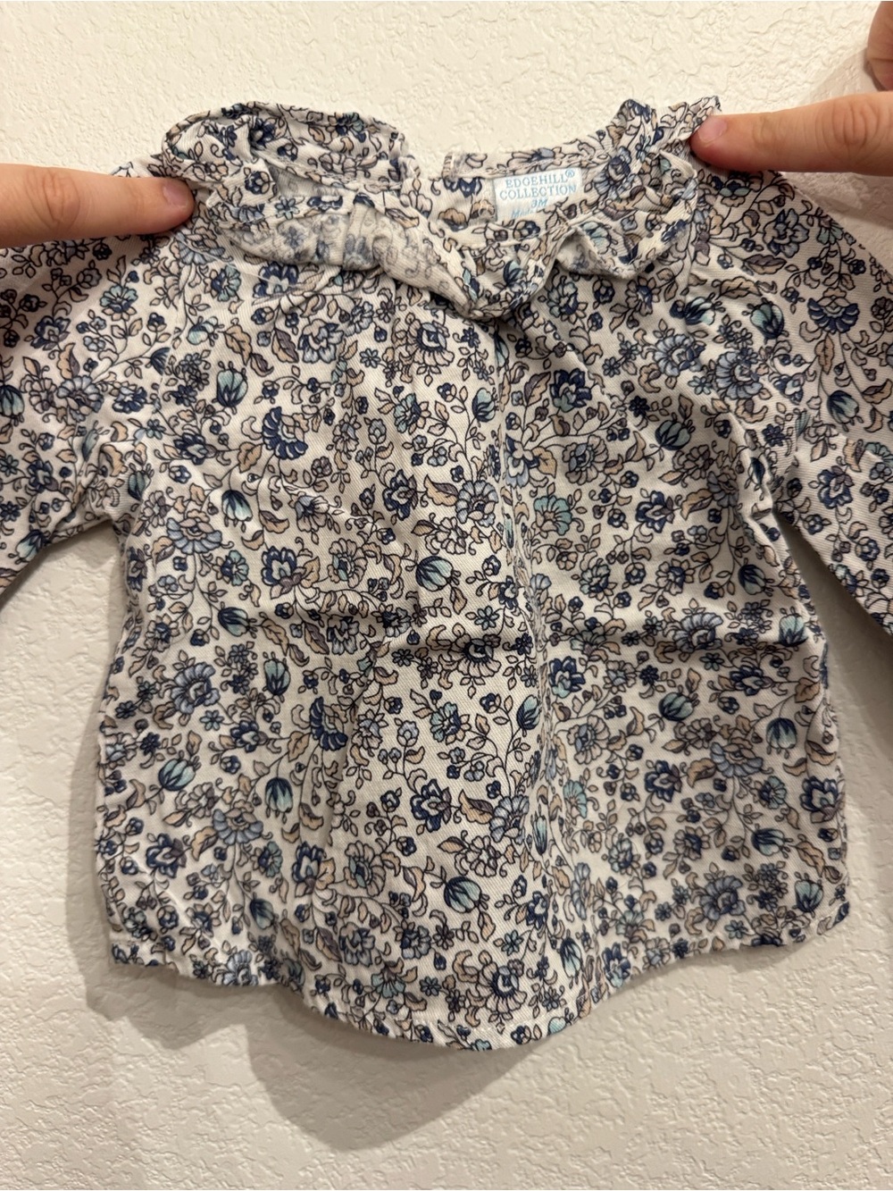 Edgehill Collection Floral Blouse - Blue & Cream